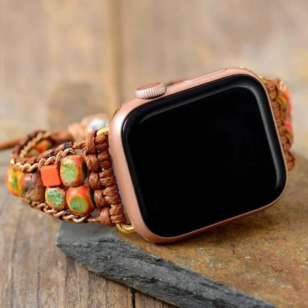 Natural Sea Sediment Jasper iWatch Strap Braided for 38 40mm Apple Watch Band